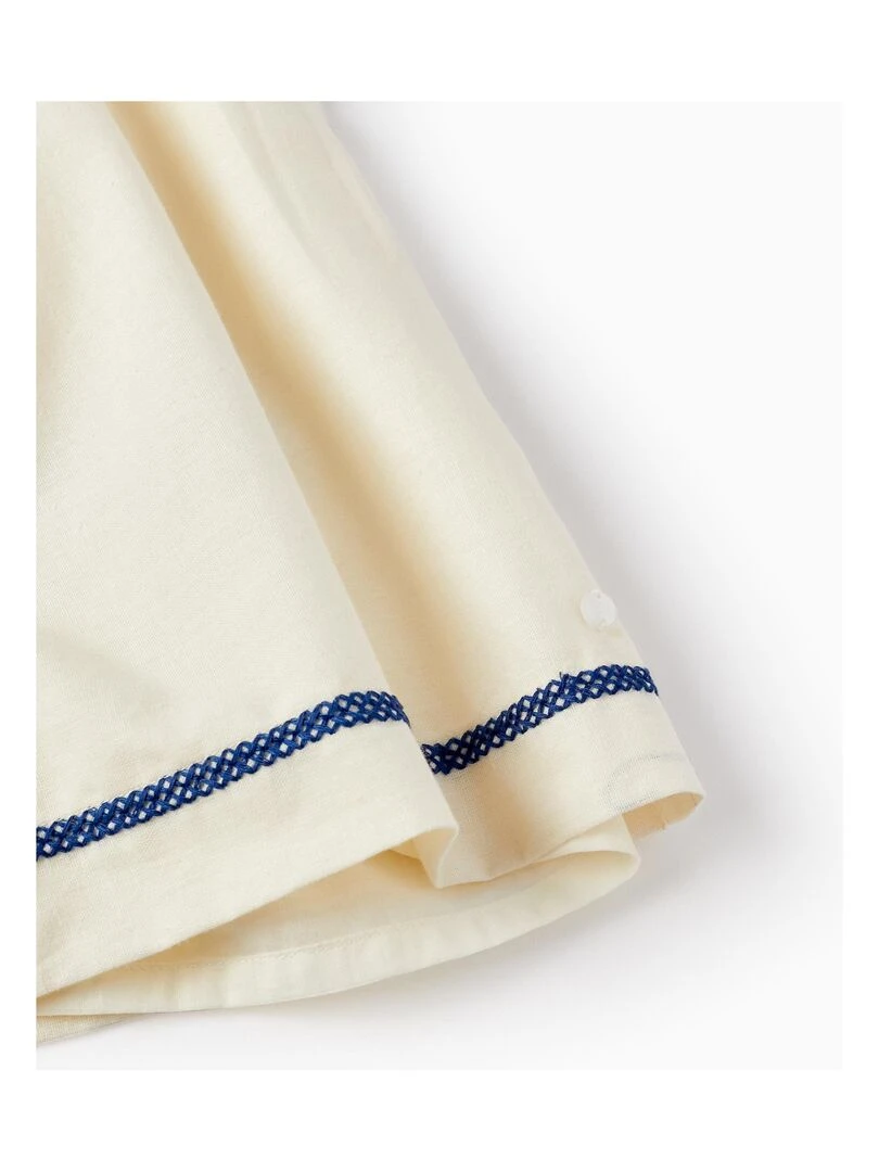 Robe en coton et lin pour fille manches courtes ATLANTIC COMPANY   Beige clair