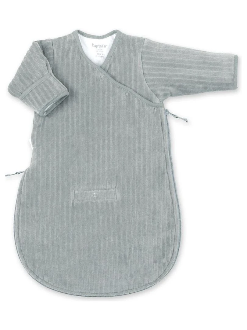 Bemini Gigoteuse avec moufles Pady velvet et jersey Gris
