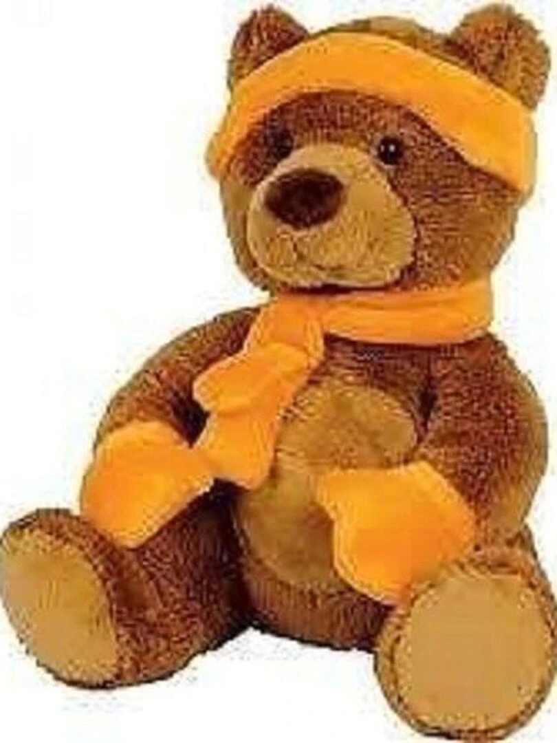 Doudou Histoire d'ours mes petis amis à la montagne castor marron et orange Marron