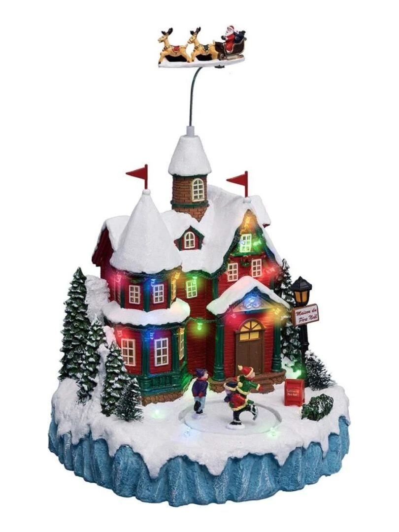 Village de Noël Maison du Père Noël 22 LED Rouge