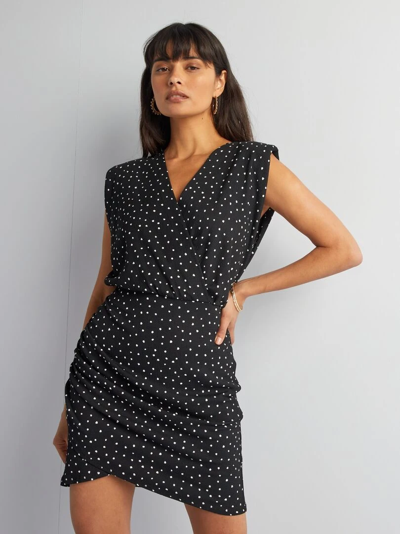 Robe crêpée à épaulettes Noir