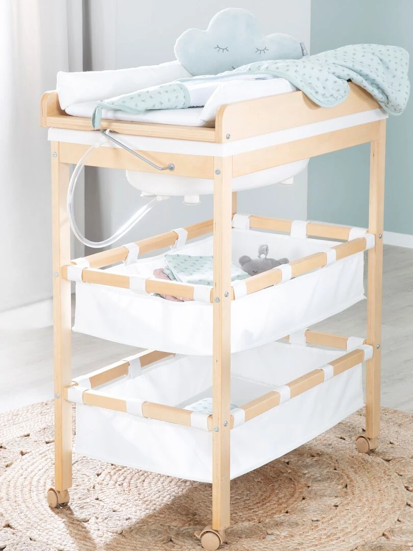 ROBA Table À Langer Avec Baignoire "Baby Pool" + Matelas À Langer Blanc Naturel Blanc