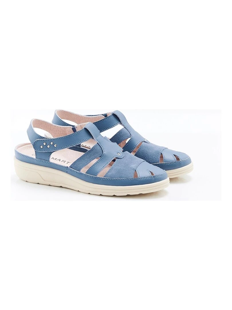 Babies ouvertes bi matières Damart Bleu