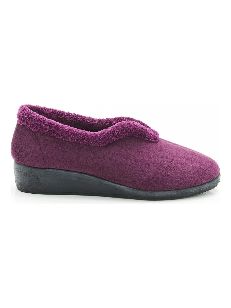 Pantoufles velours   Damart   Violet prune