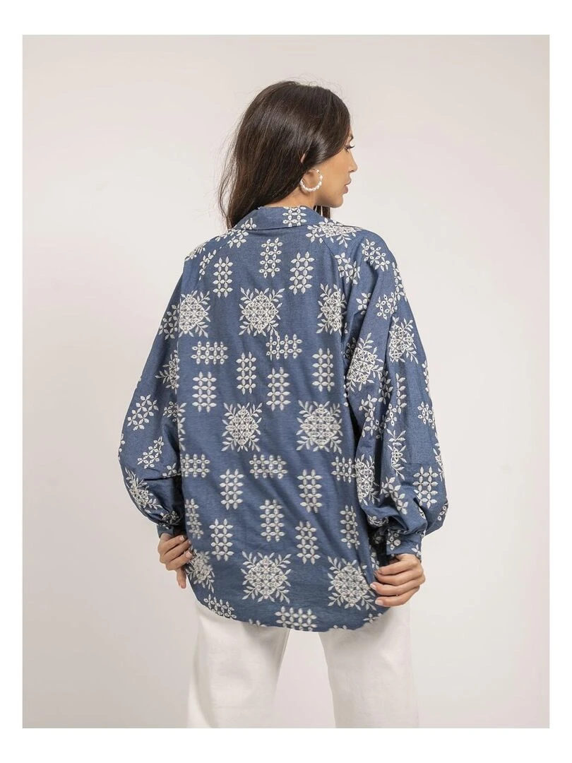 Chemise broderies anglaises FULYA Bleu