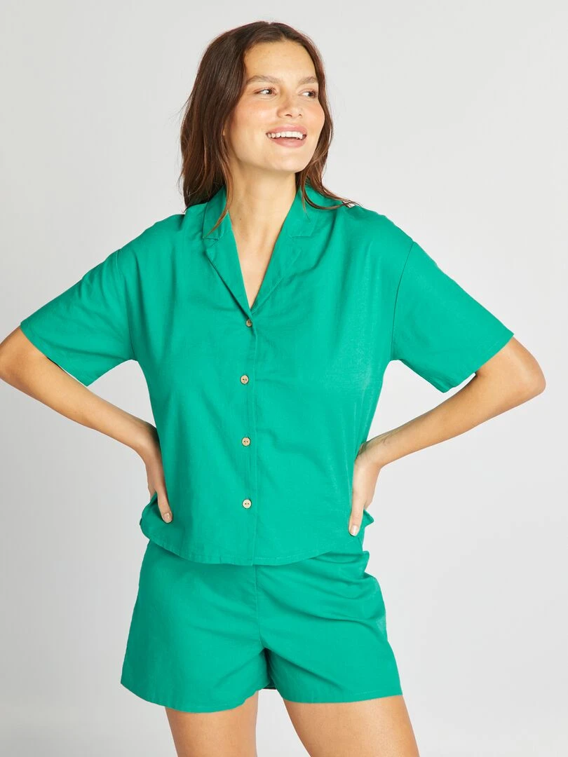Ensemble chemise + short   2 pièces   Vert