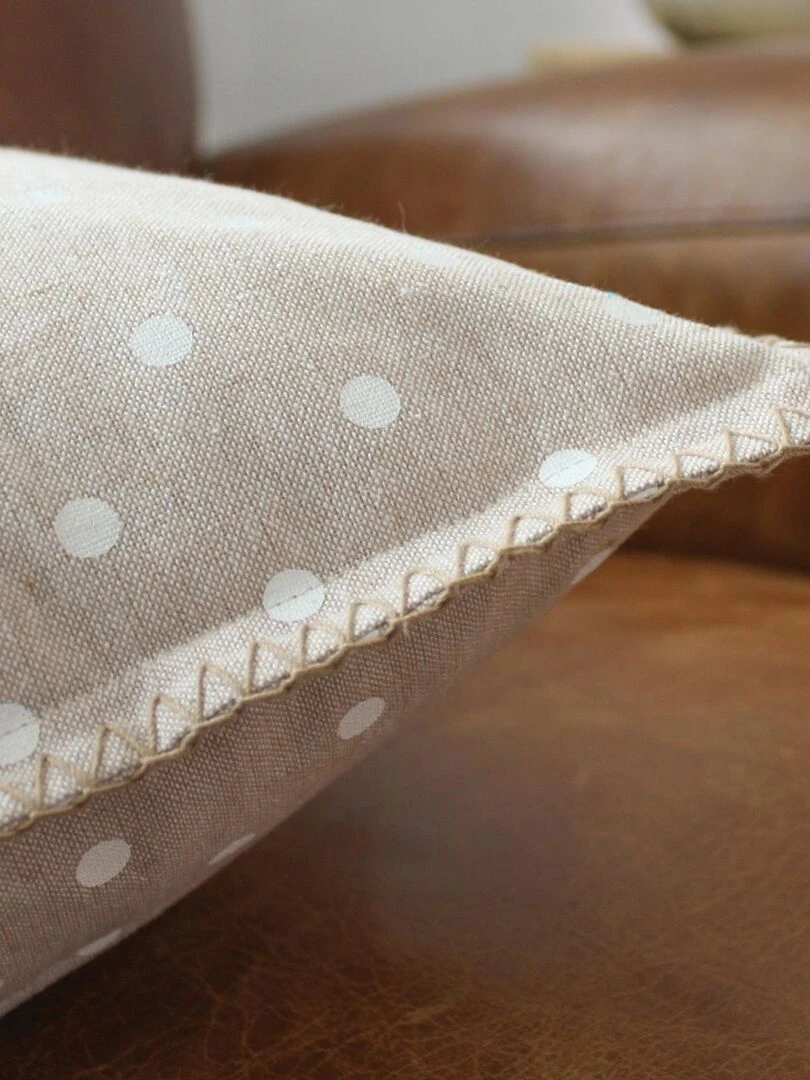 Coussin déhoussable à pois Beige