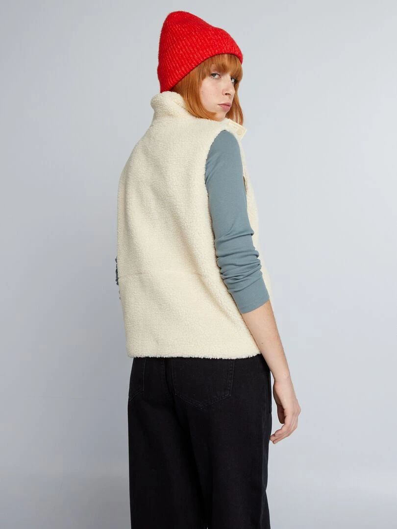 Veste en sherpa à manches courtes   Beige