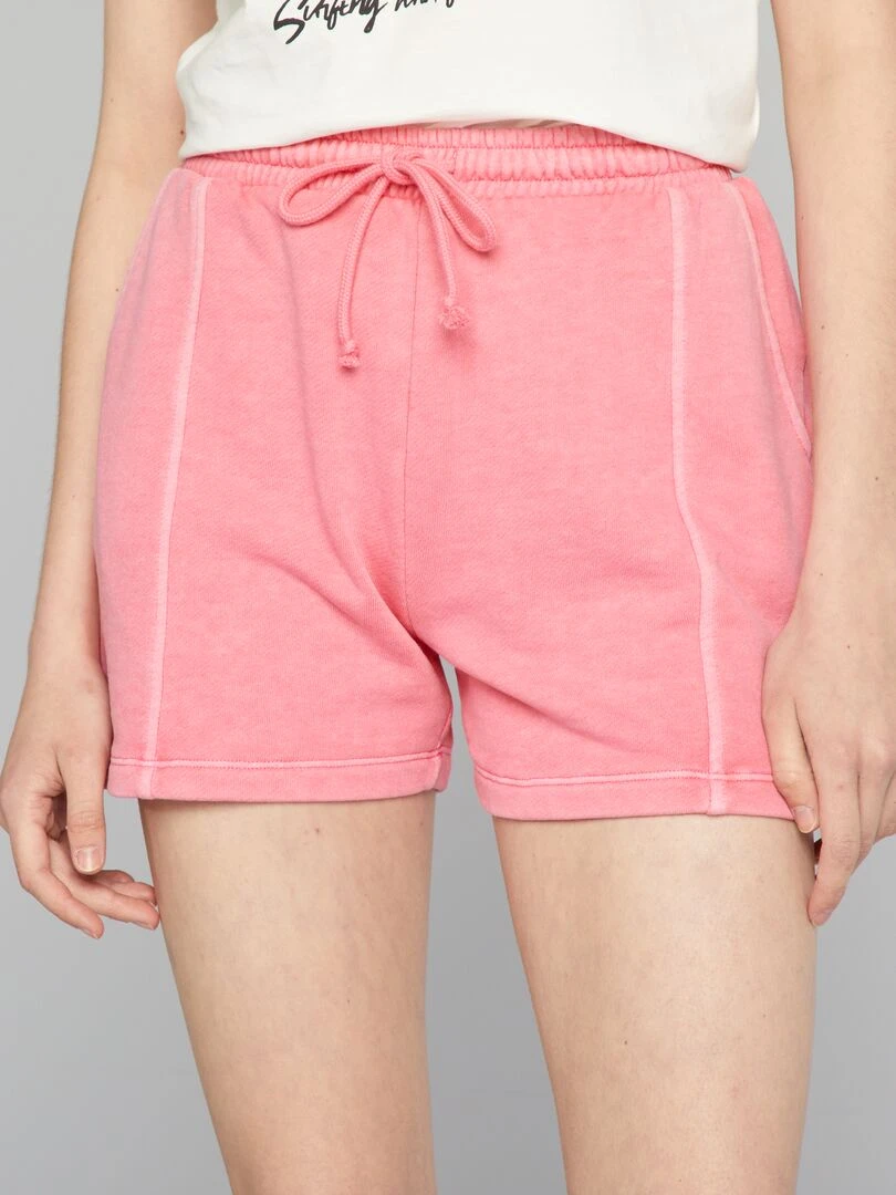Short en molleton fin rose