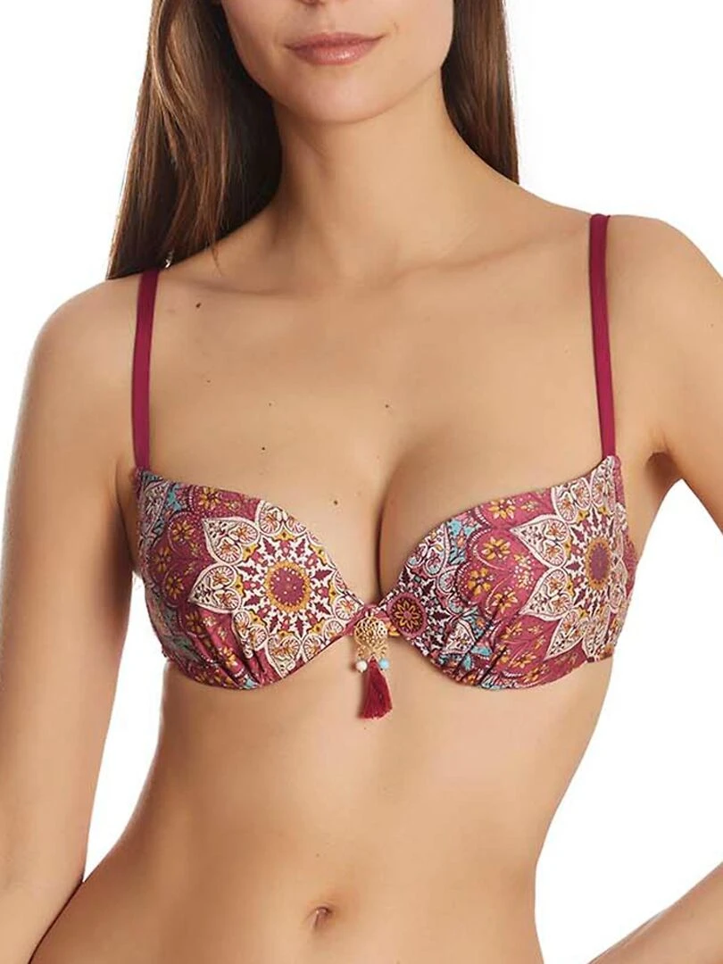 Haut maillot de bain balconnet multipositions Mandala Violet prune