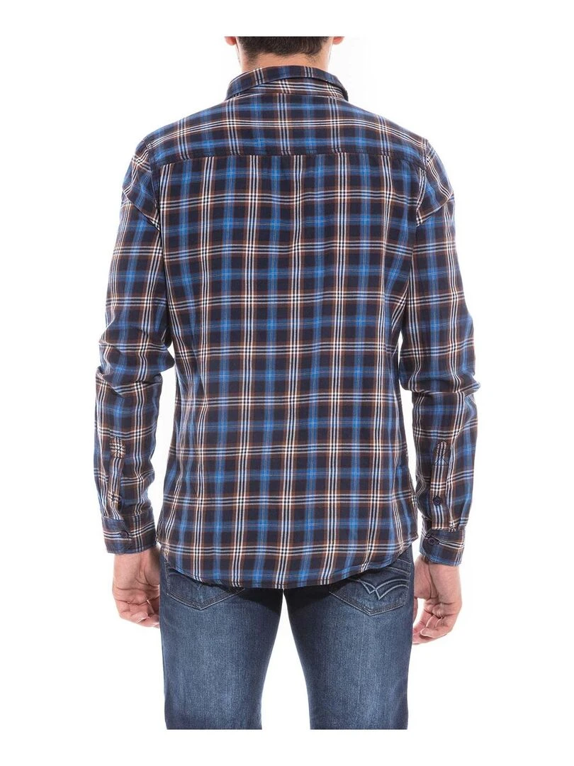 Chemise manches longues carreaux TIKA Bleu marine
