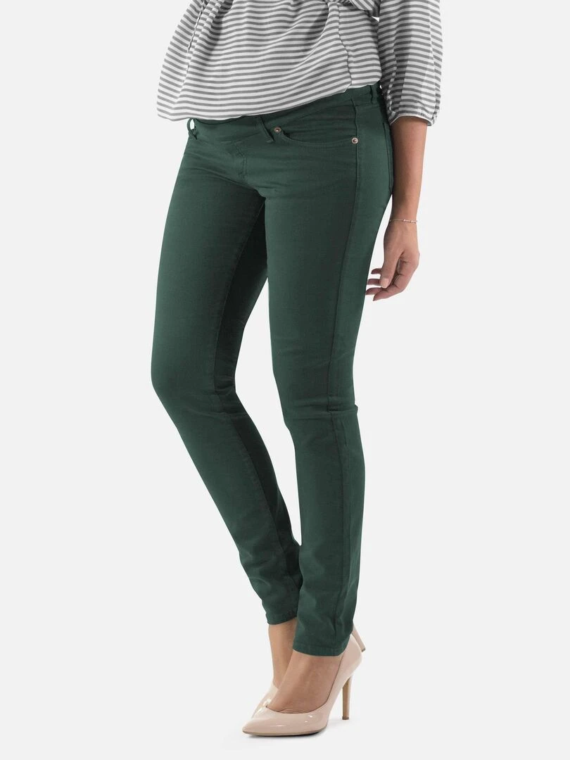 Pantalon de grossesse en coton Coupe slim Bleu Vert