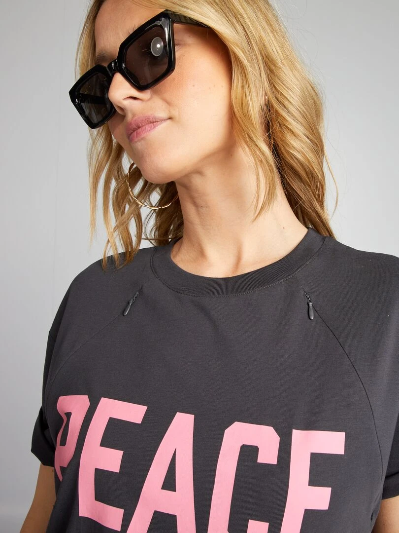 T shirt d'allaitement à ouvertures Gris