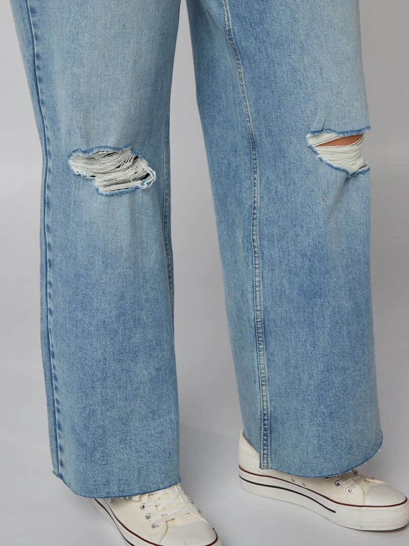 Jean wide leg taille haute   Bleu
