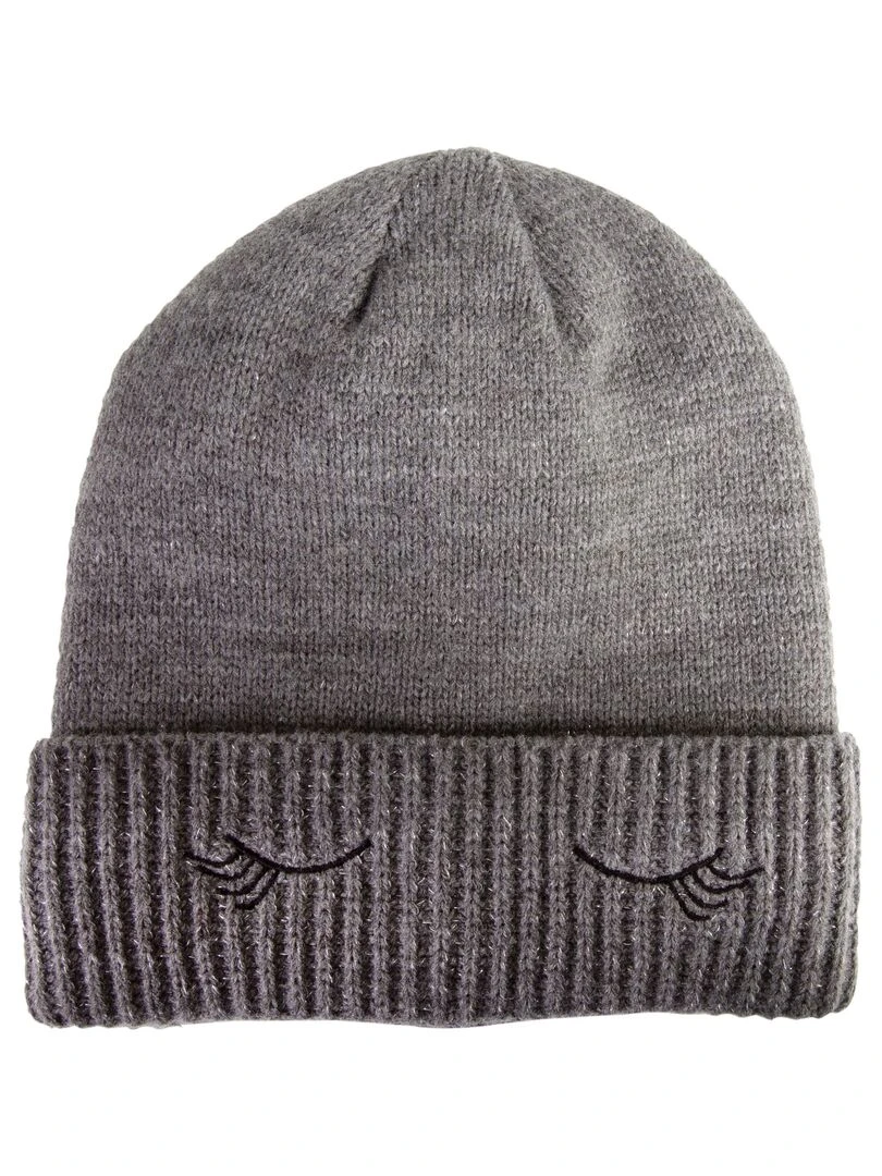 Bonnet Broderie Cils 10/12 ans Gris   Gris
