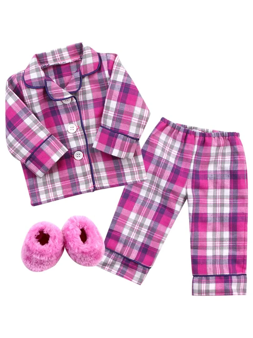 Sophia's Poupee 18" Ensemble pyjama et pantoufles en flanelle Rose N/A