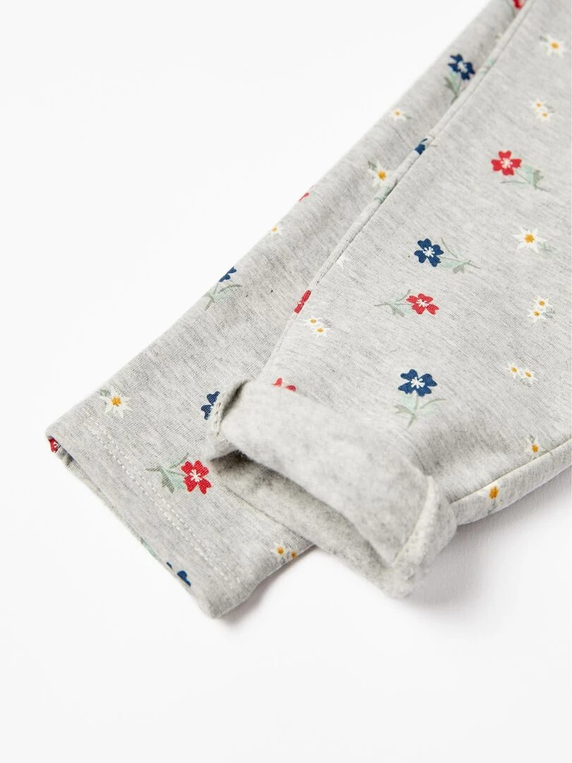 Pantalon de Jogging en Coton Bébé Fille 'Fleurs'   ALPINE LUXURY   Gris clair