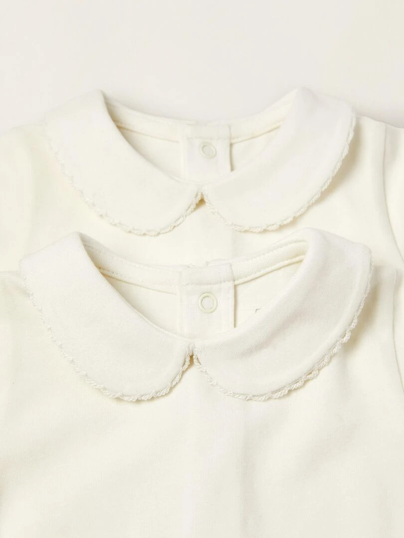 Lot de 2 bodies en coton pour nouveau né manches longues ESSENTIALS LINE   Blanc