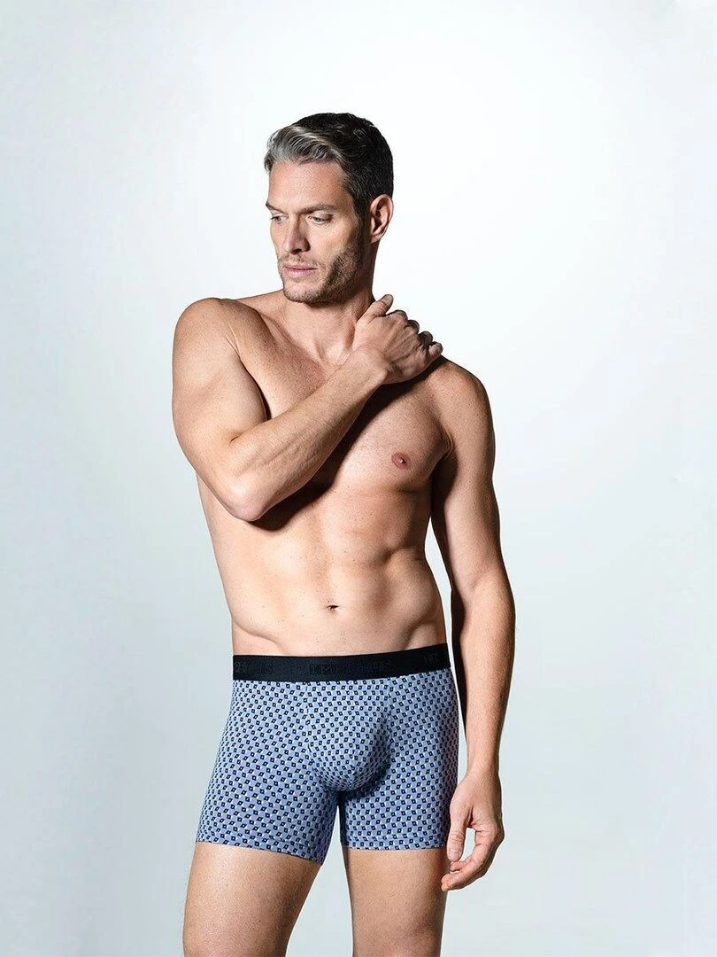 Boxer Wagons imprimé   Bleu