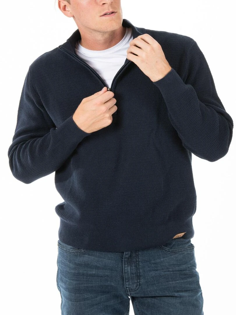 Pullover col camionneur zippé ENZO 'Rica Lewis' Bleu
