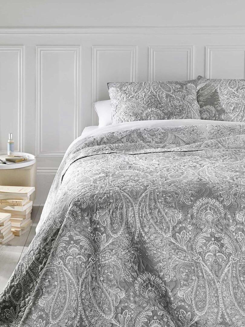 Dessus de lit aspect cachemire Gris clair