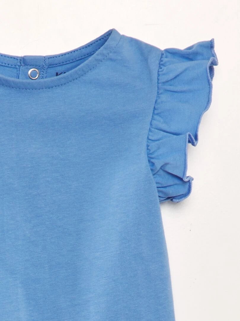 T shirt à volants   Bleu