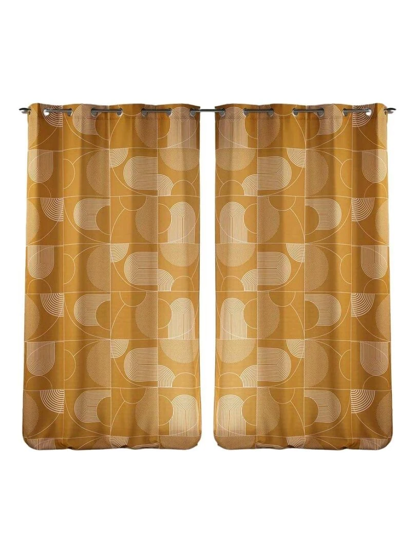 Lot de 2 rideaux Esquisse Jaune