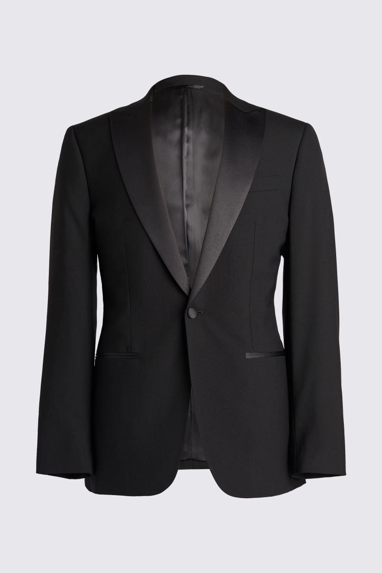 Italian Tailored Fit Black Peak Lapel Tuxedo Jacket   Buy Online at Moss