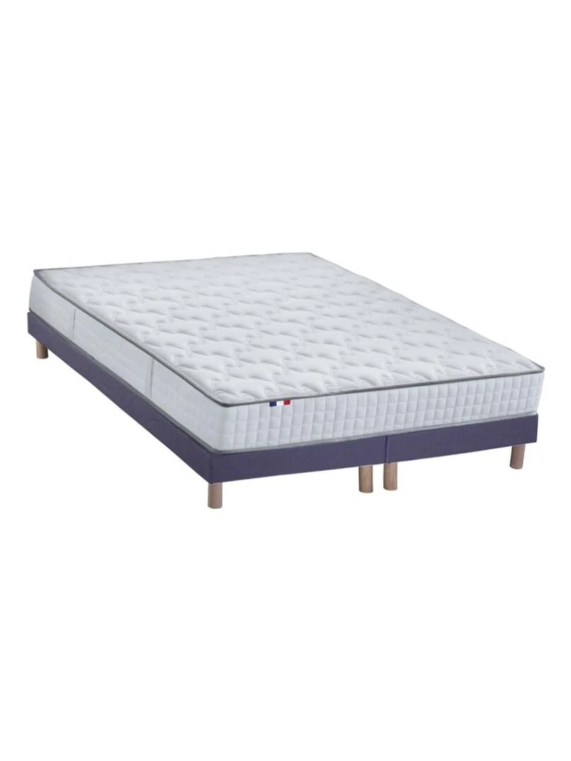 Ensemble Matelas Ressorts COSMOS + Sommier Made in France Sommier Bleu denim Bleu Blanc