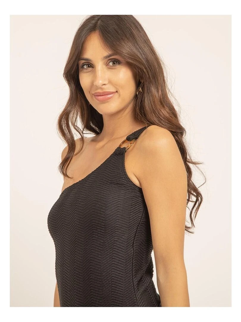 Maillot 1 pièce col asymétrique GEMMA   Noir