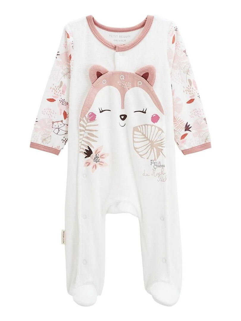 Pyjama bébé en velours ouverture pont Machu Picchu Rose