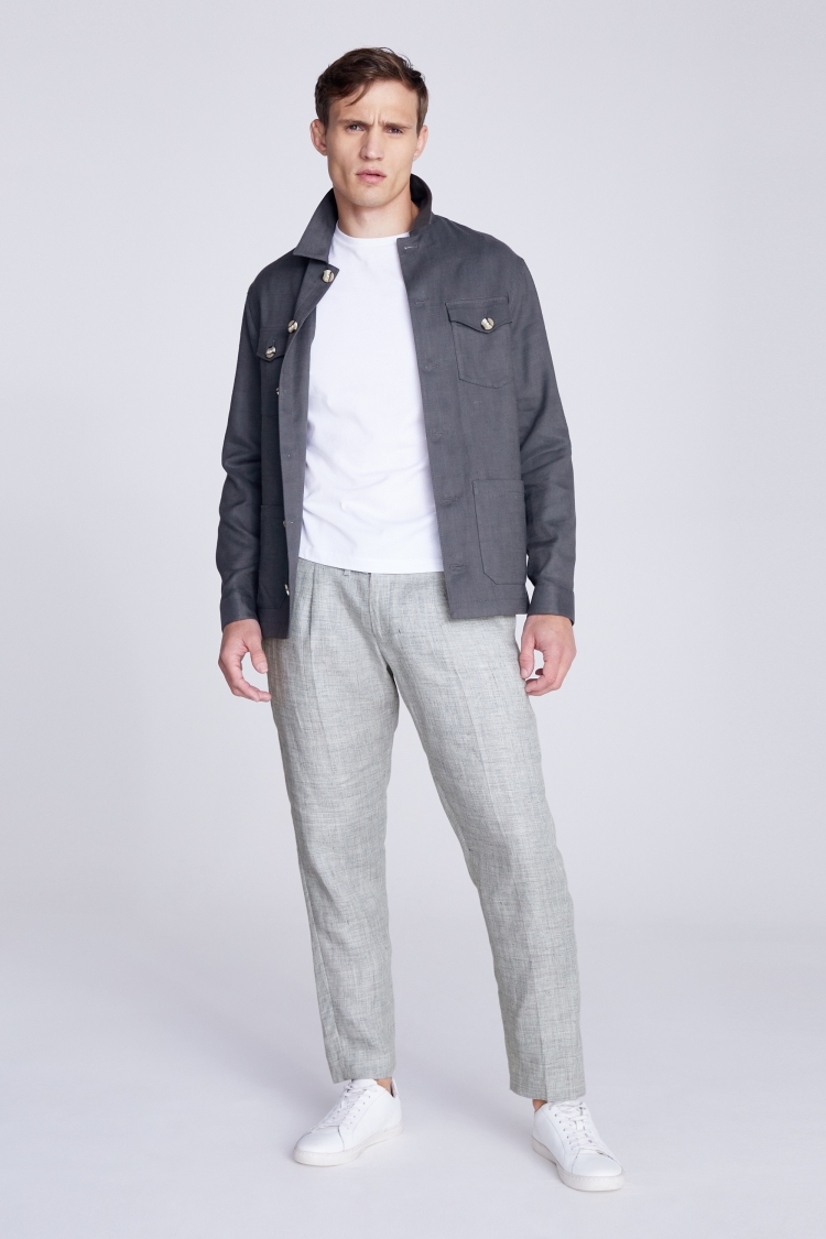 Regular Fit Blue Birdseye Trousers   Buy Online at Moss