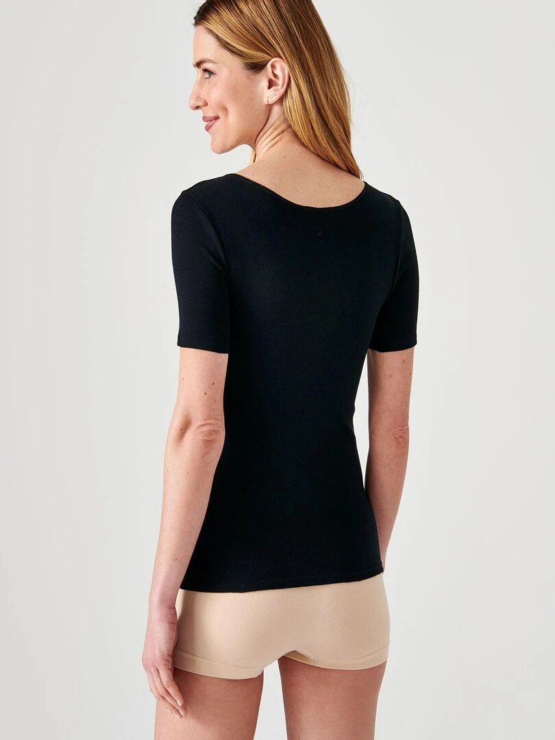 T shirt manches courtes Essential pur coton peigné   Damart   Noir