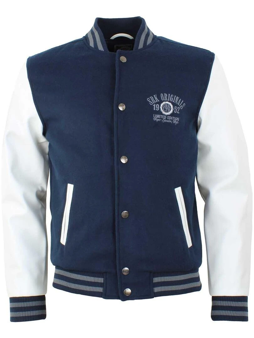 Blouson Teddy bi matière homme CORTY SRK Bleu marine