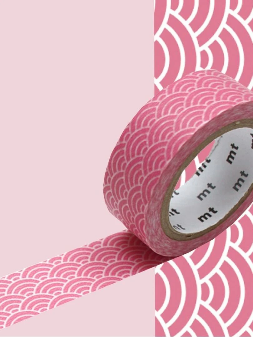 Masking tape vague Seigaiha   Rose pastel   1 5 cm x 7 m   N/A