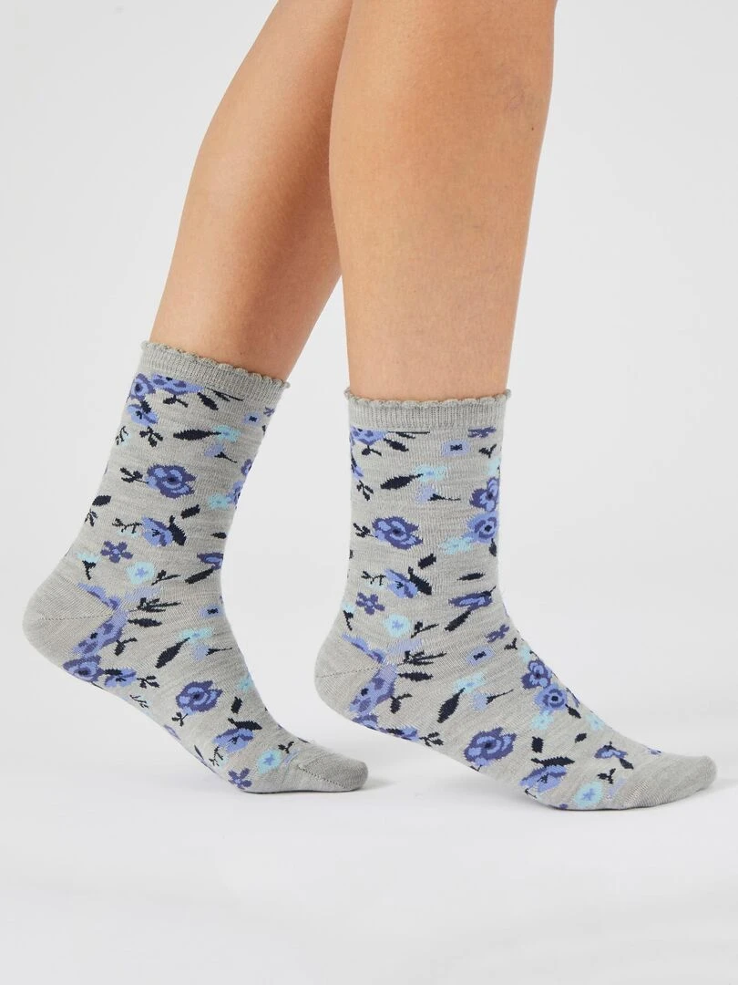 Lot de 2 paires de chaussettes maille fantaisie chaude Thermolactyl   Damart   Bleu