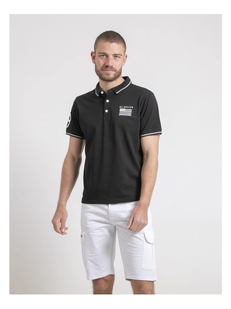 Polo manches courtes pur coton PAHDU Noir