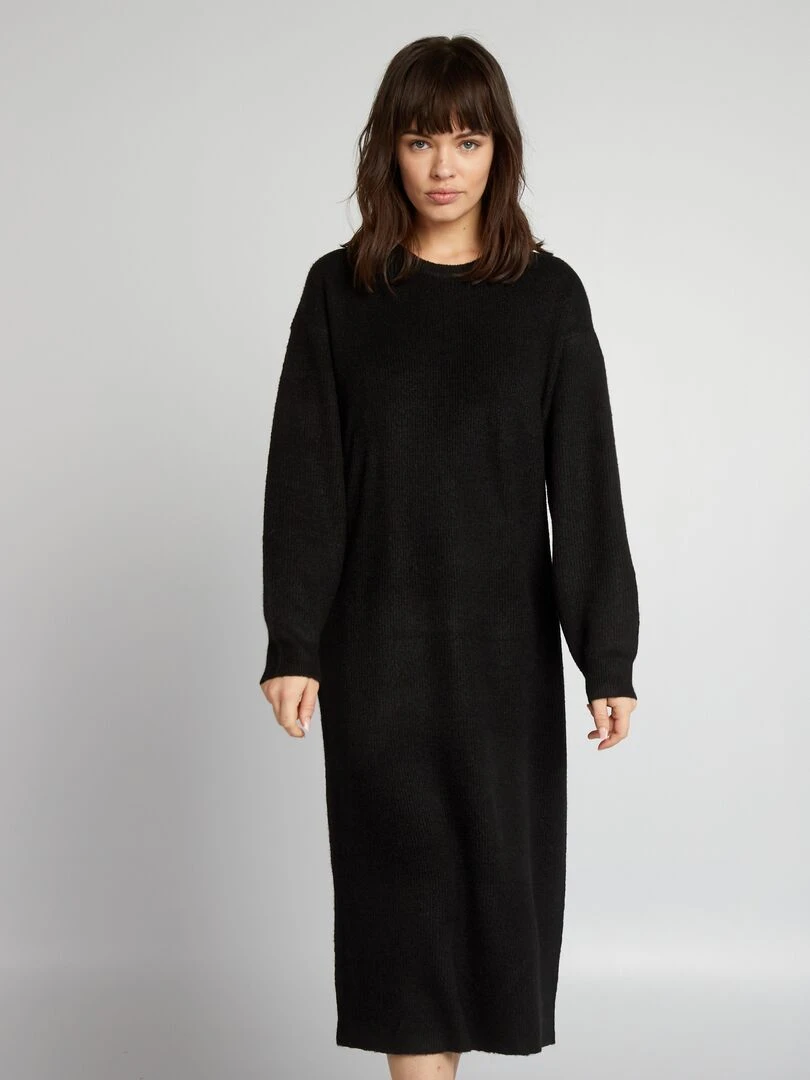 Robe pull longueur midi   Noir uni