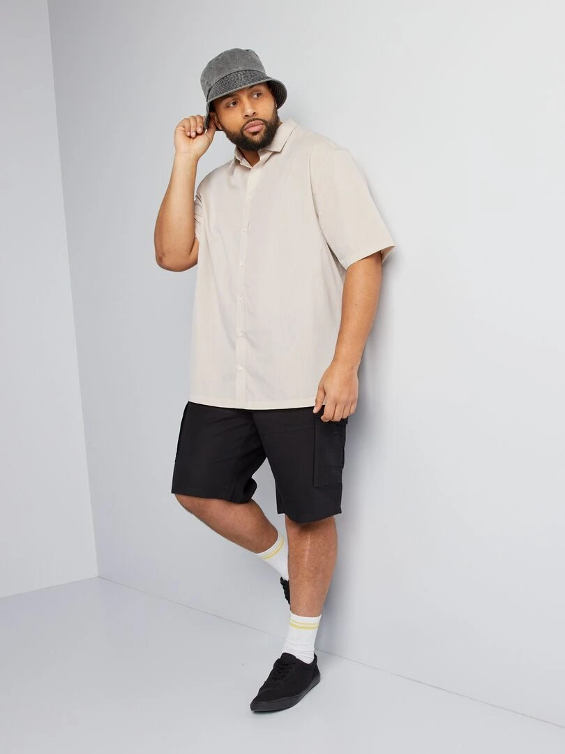 Chemise en popeline manches courtes Blanc