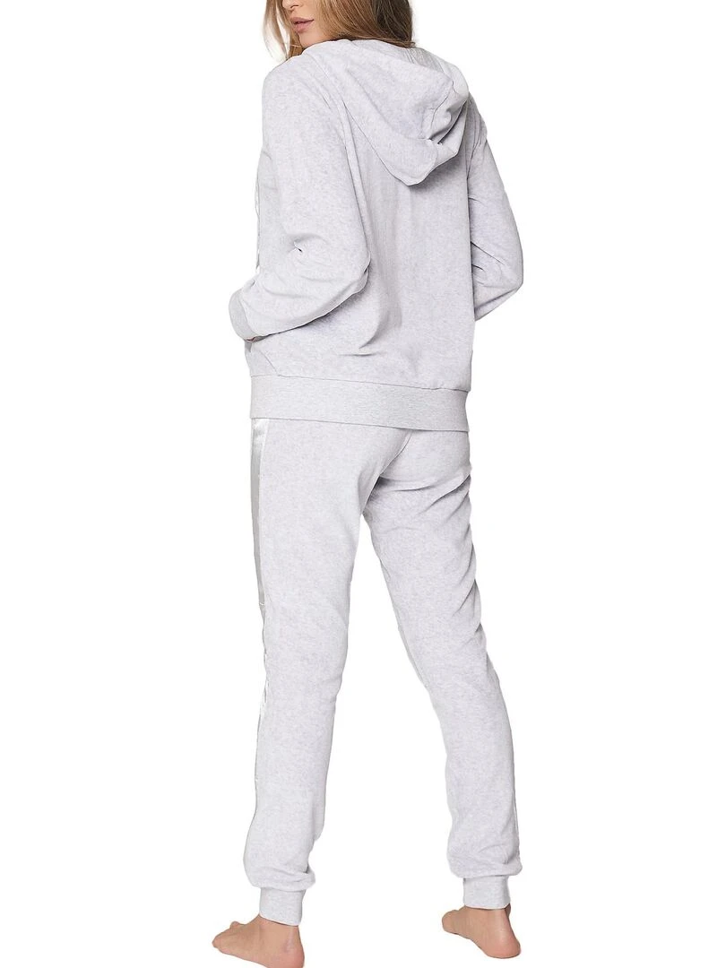 Tenue d'intérieur pyjama velours pantalon veste capuche Sport Home Gris