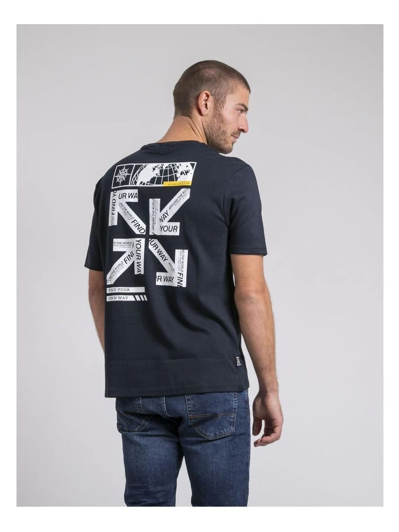 T shirt col rond oversize pur coton JOEDEN   Bleu marine