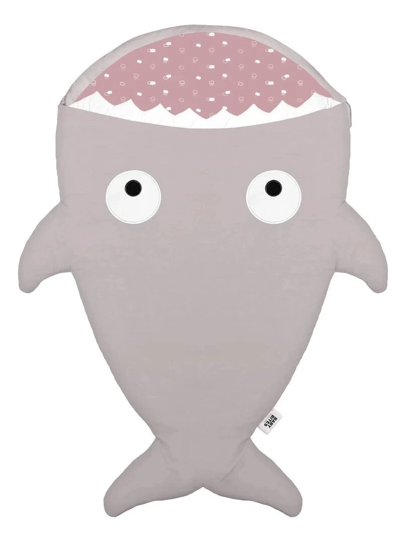 Gigoteuse Baby Shark Gris Pierre Nuages Roses Gris Rose