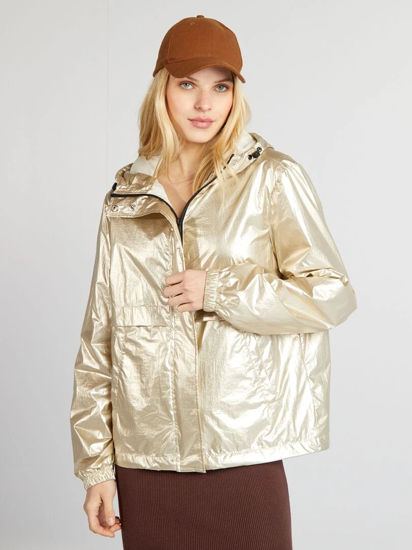 Blouson court à capuche   Jaune