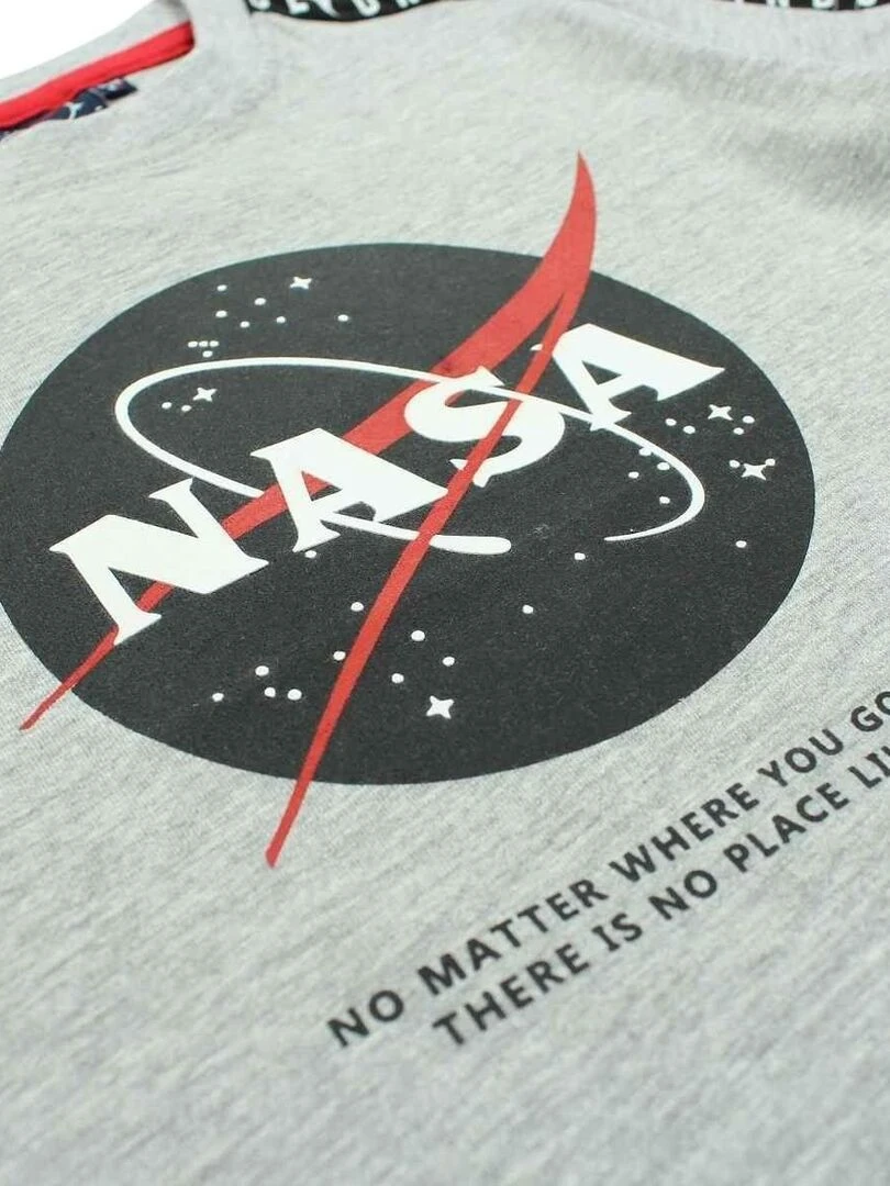 Nasa   T shirt garçon imprimé logo en coton   Gris