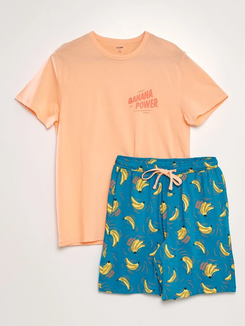 Ensemble pyjama t shirt + short 2 pièces Orange