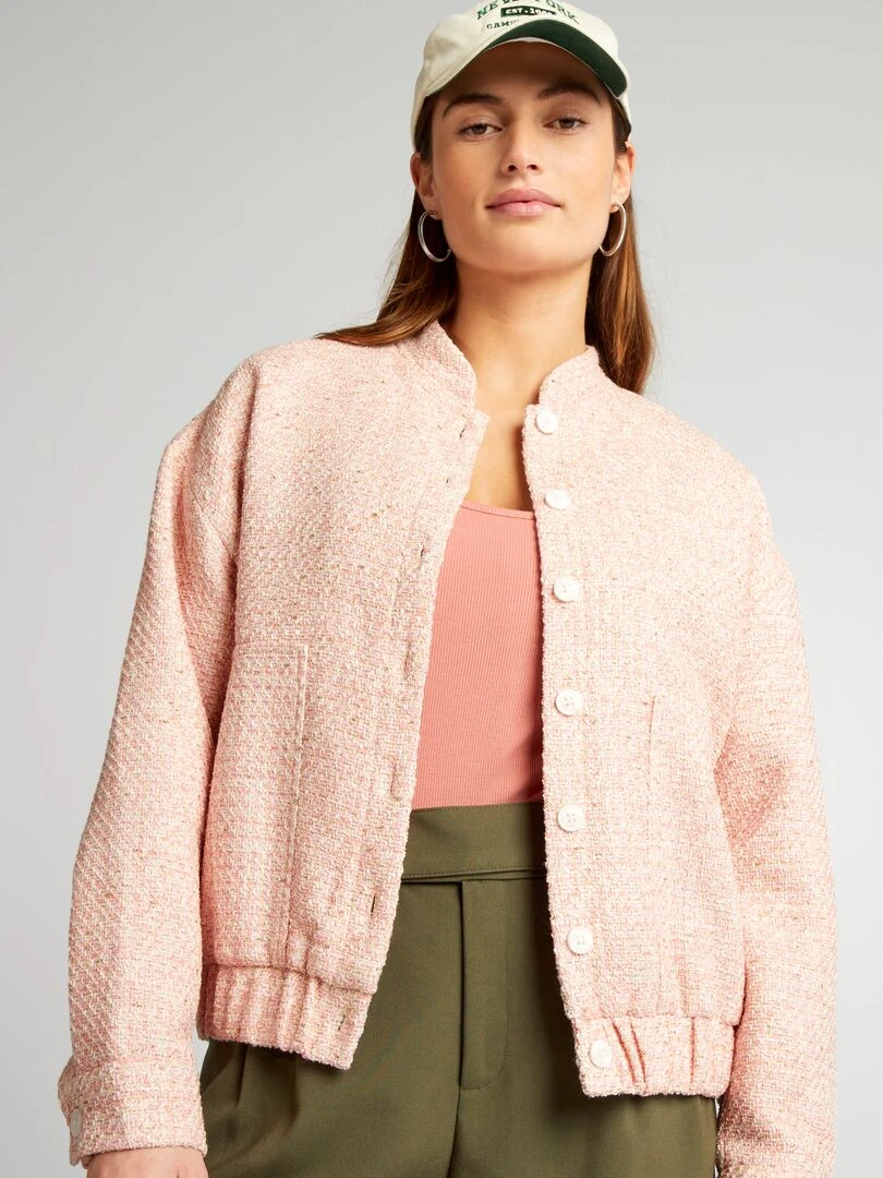 Blouson en tweed   Rose