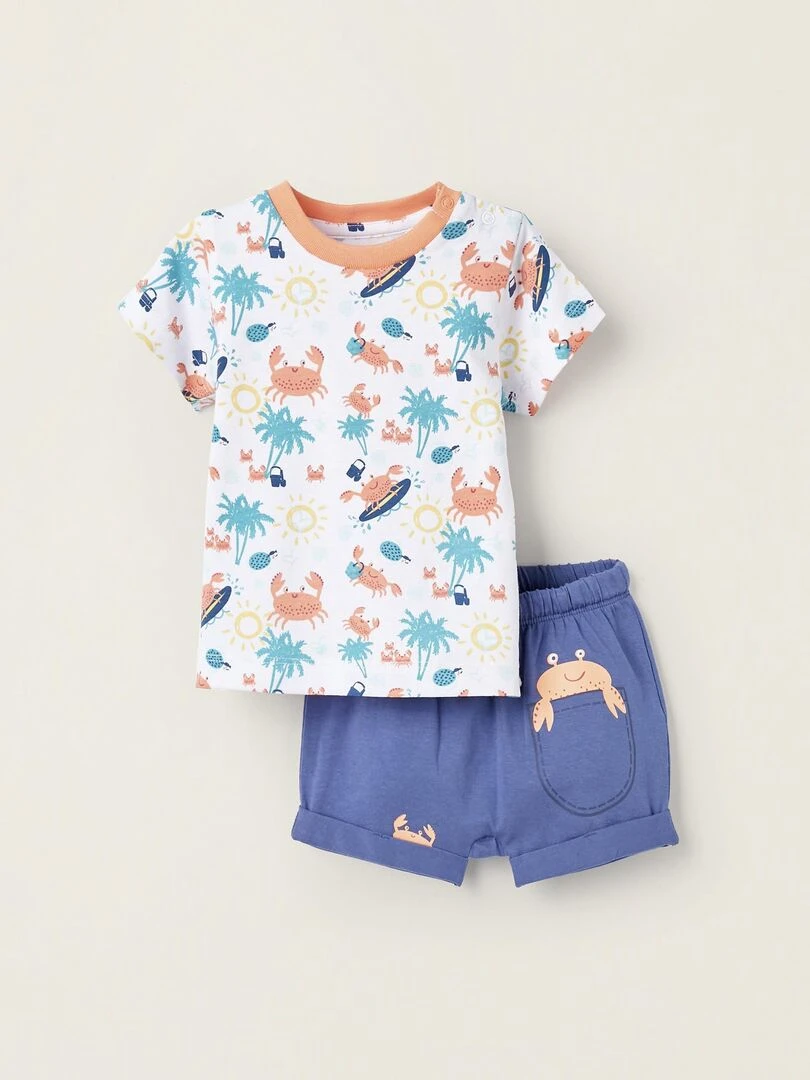 T Shirt + Short pour Nouveau Né 'Crabe' NATURE TAKEOVER Blanc