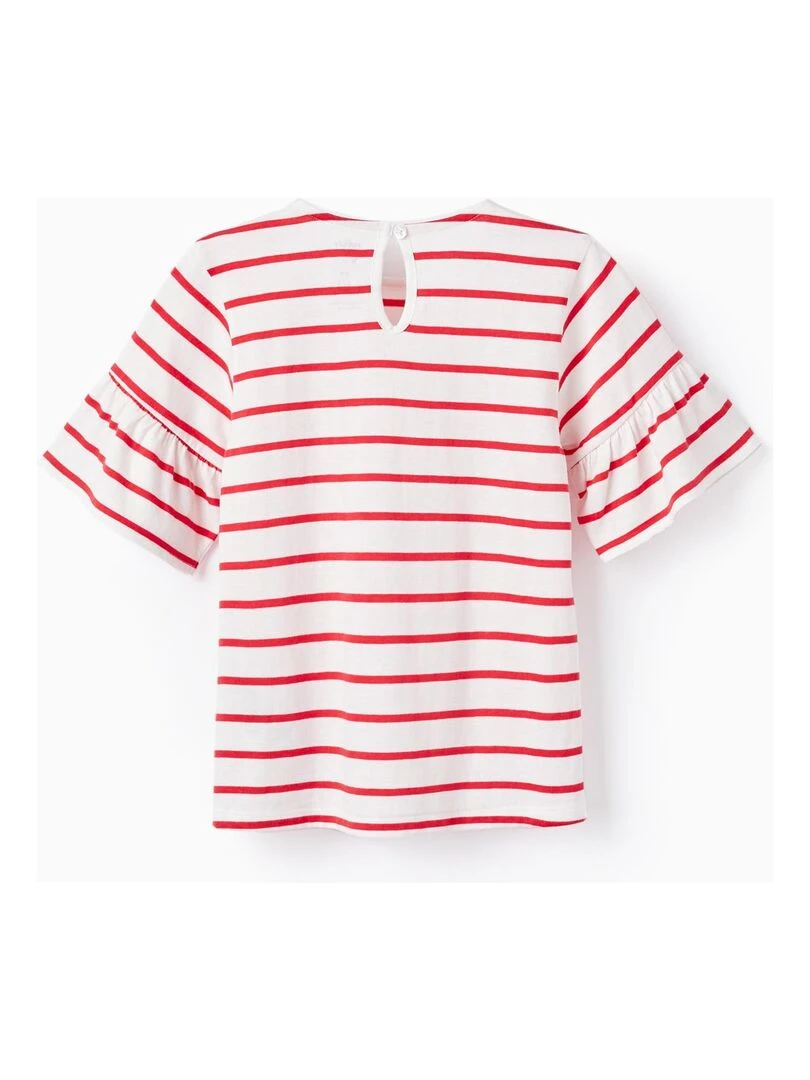 T Shirt à Rayures pour Fille 'Minnie Mouse' manches courtes Rouge