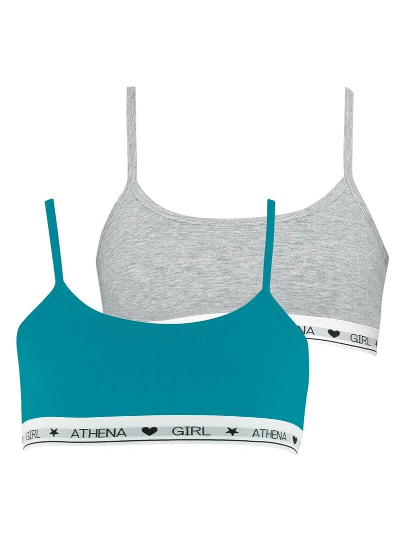 Lot de 2 brassières Coton Ultra Doux by Fille Bleu Gris