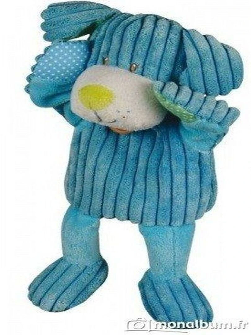 Doudou Babynat chien marionnette bleu les coteles les doubambins BN697 Bleu